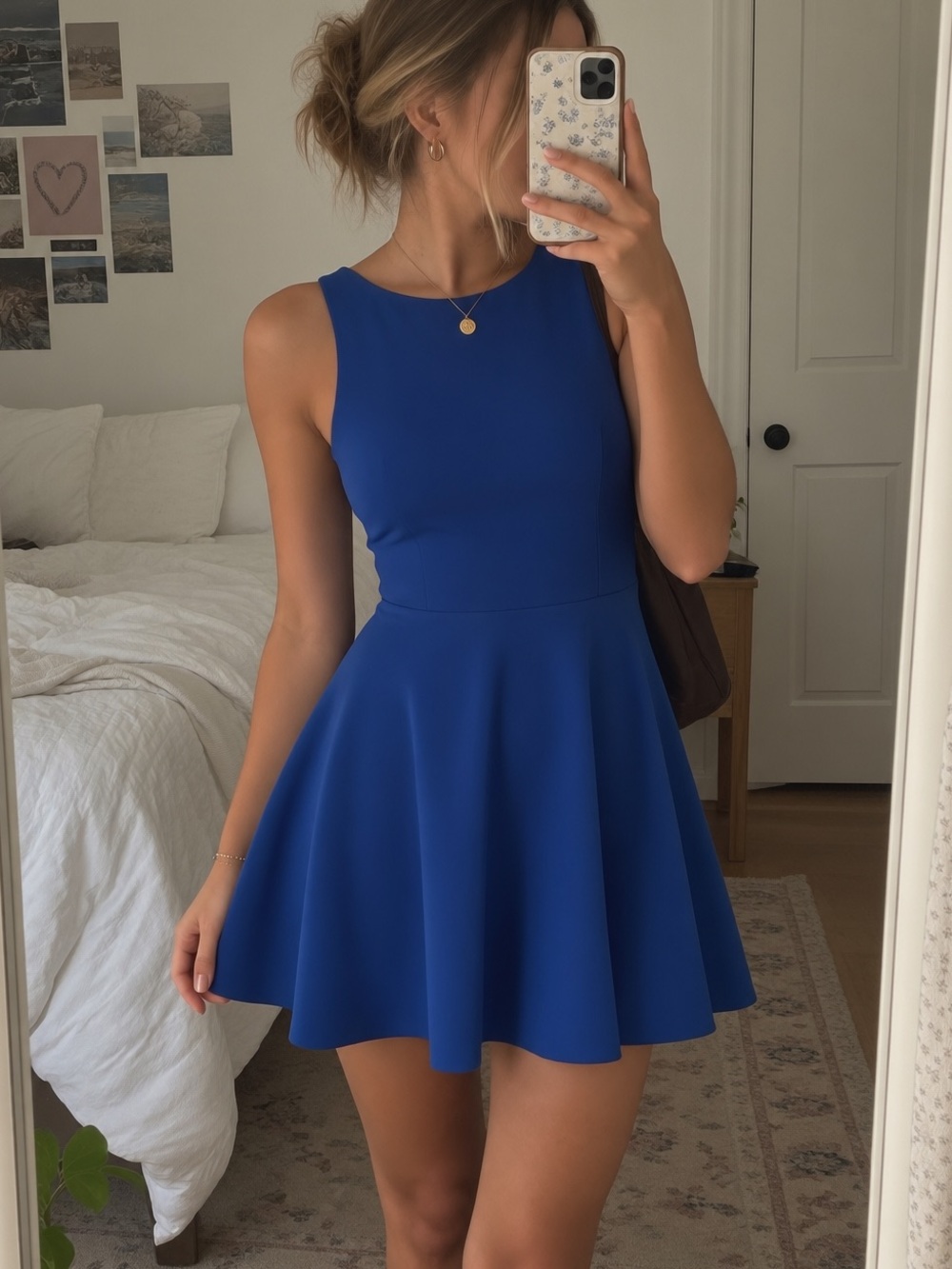 Lulus "Just Us" Royal Blue Open Back Skater Dress